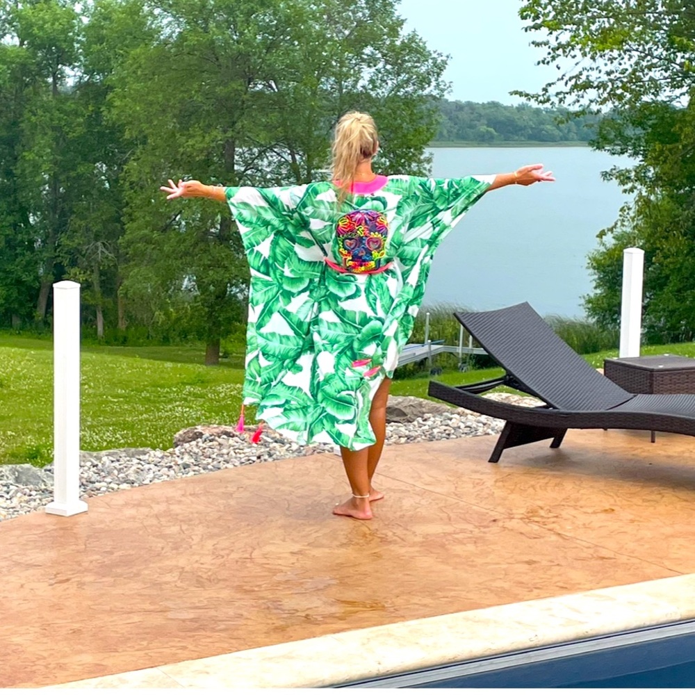 Aromena swim cover up kimono cashmere sugar skull - Picture 2 of 9